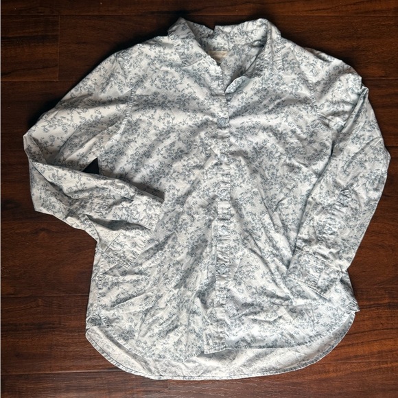 Garnet Hill Tops - Garnet Hill Floral 100% Pima Cotton Long Sleeve Button Up